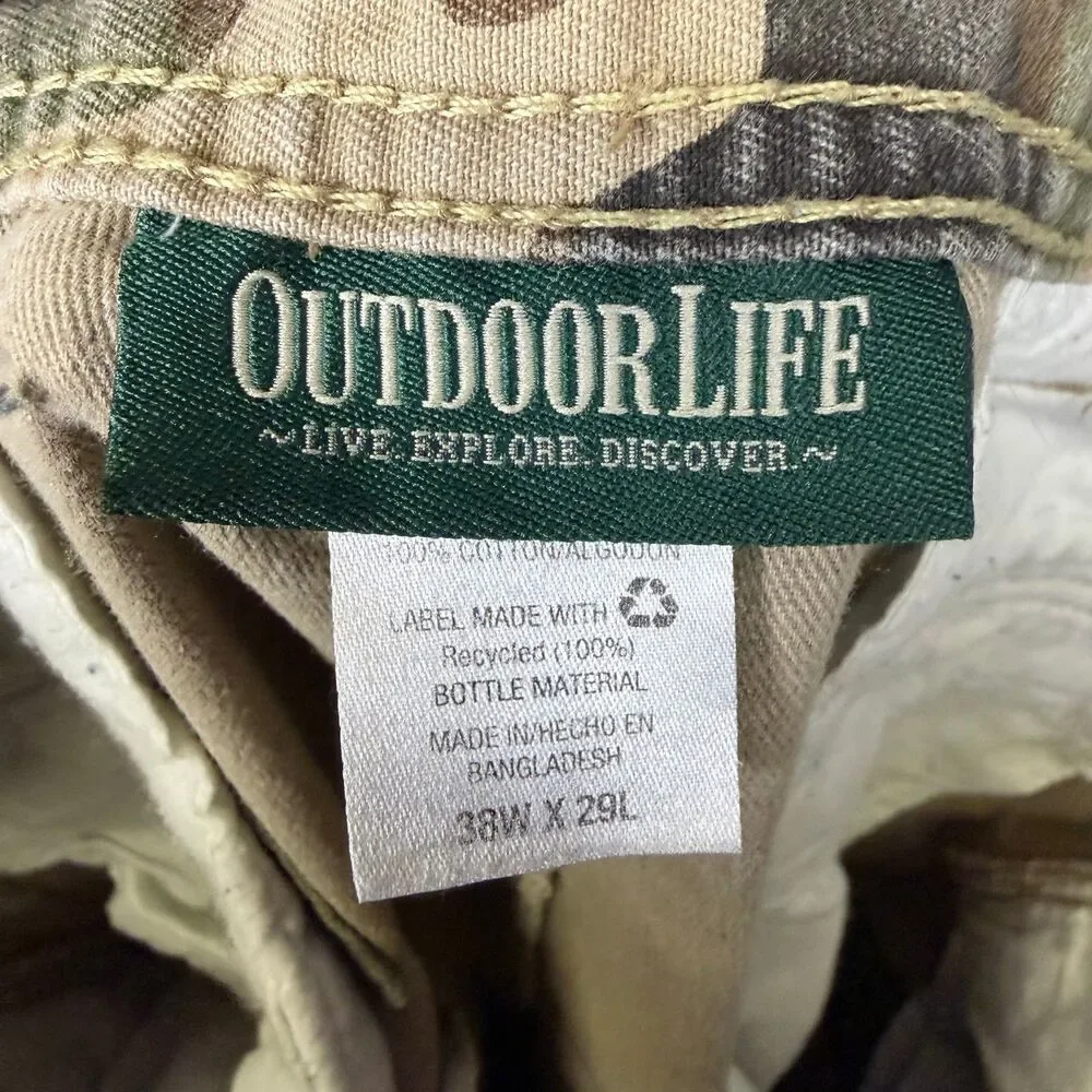 Outdoor Life Mens Cargo Pants 38x28 Camo Hunting Work Utility Baggy Wide Leg Y2K